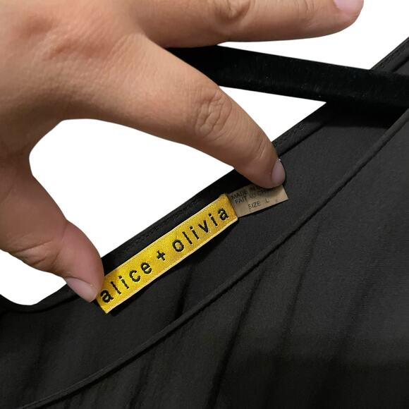 Alice + Olivia 100% Silk Brown Black Mini Dress Style C908954216 Size Large - Picture 3 of 6